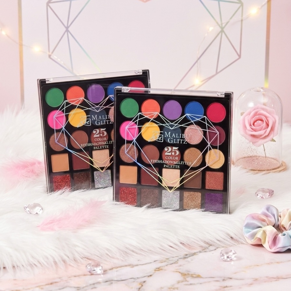Bundle 2Malibu Glitz 25-Color Eyeshadow & Pressed Glitter Palette - New & Sealed